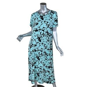 Quacker Factory By Jeanne Bice Floralicious Short Sleeve Maxi Dress Size MEDIUM